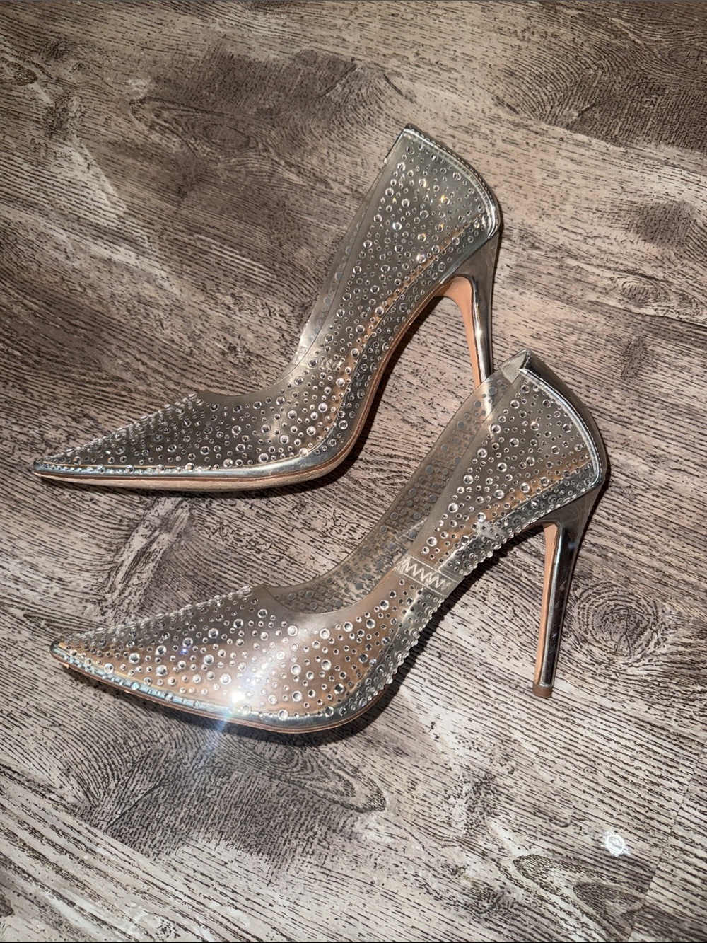 Steve Madden Silver Rhinestone Pointed-Toe Heels - Picture 5 of 7